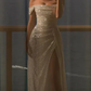 Robe de bal élégante et brillante, épaules dénudées, fourreau, robe de soirée fendue, longue, robe de soirée formelle DP6755