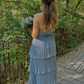 Robe de bal élégante en mousseline de soie, sans bretelles, fourreau, plissée, dos nu, à volants, longue, robe de soirée formelle DP6758