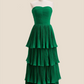 Robe de bal élégante en mousseline de soie, sans bretelles, fourreau, plissée, dos nu, à volants, longue, robe de soirée formelle DP6758