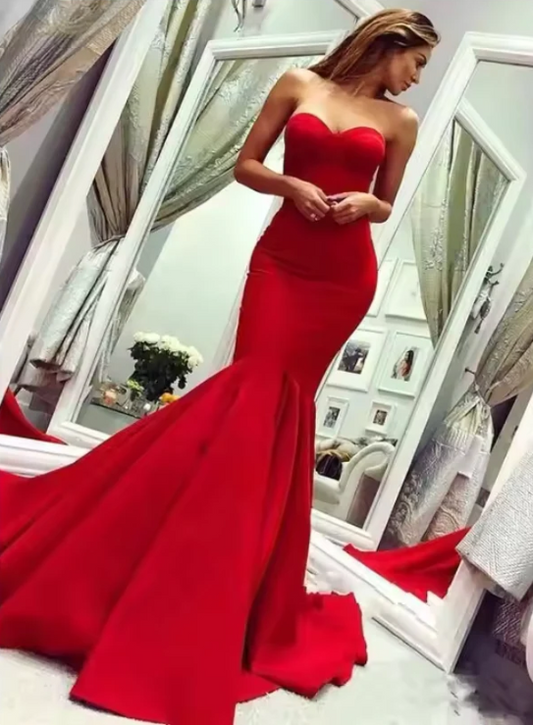 Elegant Burgundy Sweetheart Prom Dress Mermaid Evening Gown Party Dress Long Formal Dress DP6774