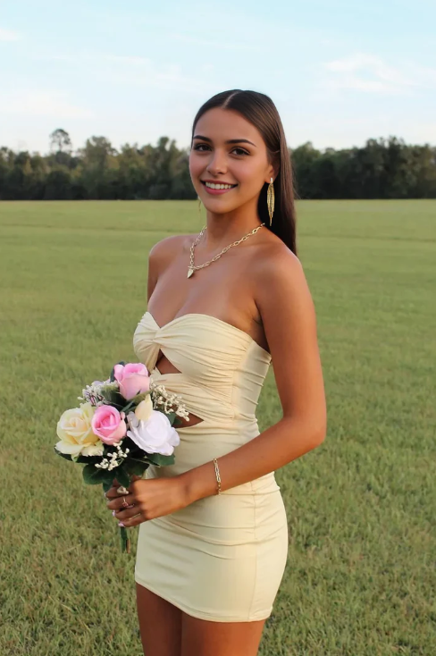 Vintage Beige Sweetheart Strapless Sheath Bodycon Homecoming Dress Party Dress Short Cocktail Dress DP6776