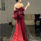Elegant Burgundy Mermaid Prom Dress Sweetheart Evening Gown Bowknot Party Dress Long Formal Dress DP6791