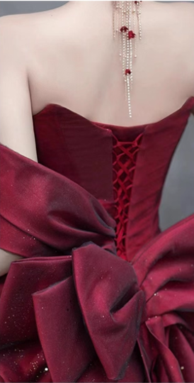 Elegant Burgundy Mermaid Prom Dress Sweetheart Evening Gown Bowknot Party Dress Long Formal Dress DP6791