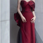 Elegant Burgundy Mermaid Prom Dress Sweetheart Evening Gown Bowknot Party Dress Long Formal Dress DP6791