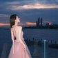 Elegant Pink A-Line Prom Dress Tulle Strapless Evening Gown Party Dress Long Formal Dress DP6795