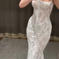 Elegant White Lace Spaghetti Strap Mermaid Trailing Long Wedding Dress DP6798
