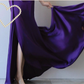 Elegant Purple V-neck Prom Dress Satin Evening Gown Sheath Party Dress Trailing Long Formal Dress DP6814