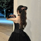 Gothic Lace Spaghetti Strap A-Line Sweetheart Short Lace-up Halloween Costume DP6815
