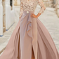 Elegant A-Line Scoop Neck Mother of Bride Dress Ruffled Ruching Evening Gown Satin Ankle Length Formal Dress DP6846