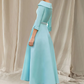 Elegant A-Line Bateau Neck Mother of Bride Dress Sash Ribbon Bow Evening Gown Satin Ankle Length Formal Dress DP6845