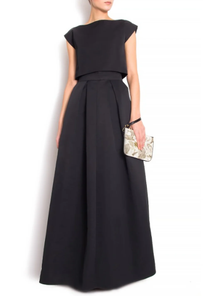 Elegant Black Two Piece Mother of Bride Dress Jewel Neck Evening Gown Long Simple Formal Dress DP6843