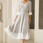 Elegant Appliqued Half Sleeve Mother of Bride Dress A-Line Evening Gown Tea Length Formal Dress DP6841
