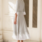 Elegant Appliqued Half Sleeve Mother of Bride Dress A-Line Evening Gown Tea Length Formal Dress DP6841