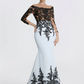 Elegant Applique Mermaid Mother of Bride Dress Jewel Neck Evening Gown Long Formal Dress DP6850
