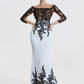 Elegant Applique Mermaid Mother of Bride Dress Jewel Neck Evening Gown Long Formal Dress DP6850
