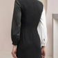 Vintage Sheath V-neck Satin Mother of Bride Dress Long Sleeve Evening Gown Floor Length Formal Dress DP6859