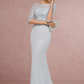 Vintage Sheath Scoop Neck Lace Sequined  Mother of Bride Dress Half Sleeve Evening Gown Long Formal Dress DP6858