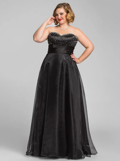 Elegant Black Sweetheart A-Line Beaded Mother of Bride Dress Strapless Evening Gown Long Formal Dress DP6856