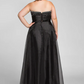 Robe de soirée longue noire élégante, coupe trapèze, décolletée en cœur, ornée de perles, sans bretelles, pour mère de la mariée, DP6856