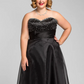 Robe de soirée longue noire élégante, coupe trapèze, décolletée en cœur, ornée de perles, sans bretelles, pour mère de la mariée, DP6856