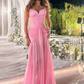Chic Pink Chiffon Prom Dress Sheath Sweetheart Evening Gown Strapless Pleated Party Dress Long Formal Dress DP6878