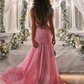 Chic Pink Chiffon Prom Dress Sheath Sweetheart Evening Gown Strapless Pleated Party Dress Long Formal Dress DP6878