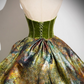 Vintage Green Strapless Sweet 16 Quinceanera Retro Floral Print Evening Dress Tulle A-Line Sweetheart Ball Gown DP6896