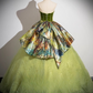 Vintage Green Strapless Sweet 16 Quinceanera Retro Floral Print Evening Dress Tulle A-Line Sweetheart Ball Gown DP6896