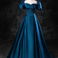 Vintage Satin A-Line Sweet 16 Quinceanera Off-the-shoulder Evening Dress Sweetheart Floor Length Ball Gown DP6897