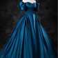 Vintage Satin A-Line Sweet 16 Quinceanera Off-the-shoulder Evening Dress Sweetheart Floor Length Ball Gown DP6897