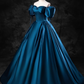 Vintage Satin A-Line Sweet 16 Quinceanera Off-the-shoulder Evening Dress Sweetheart Floor Length Ball Gown DP6897