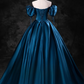 Vintage Satin A-Line Sweet 16 Quinceanera Off-the-shoulder Evening Dress Sweetheart Floor Length Ball Gown DP6897
