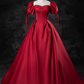 Vintage Satin A-Line Sweet 16 Quinceanera Off-the-shoulder Evening Dress Sweetheart Floor Length Ball Gown DP6897
