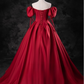 Vintage Satin A-Line Sweet 16 Quinceanera Off-the-shoulder Evening Dress Sweetheart Floor Length Ball Gown DP6897