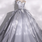 Vintage Champagne A-Line Sweet 16 Quinceanera Ruffled Strapless Evening Dress Floor Length Ball Gown DP6900