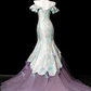 Chic Embroidery Beaded Mermaid Off-the-shoulder Prom Dress 3D Butterflies Evening Gown Party Dress Long Formal Dress DP6902