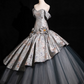Chic Silver-gray 3D Flowers A-Line Prom Dress Off-the-shoulder Evening Gown Party Dress Long Formal Dress DP6904
