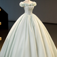 Vintage Sage Green Off-the-shoulder Prom Dress Beaded Evening Gown A-Line Party Dress Long Formal Dress DP6906