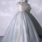 Vintage Embroidery A-Line Sweet 16 Quinceanera Off-the-shoulder Tulle Evening Dress Floor Length Ball Gown DP6908