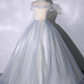 Vintage Embroidery A-Line Sweet 16 Quinceanera Off-the-shoulder Tulle Evening Dress Floor Length Ball Gown DP6908