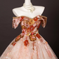 Vintage Floral Sequin Beaded Tulle Sweet 16 Quinceanera Sweetheart Off-the-shoulder Sweetheart Evening Dress A-Line Floor Length Ball Gown DP6913