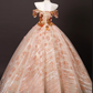 Vintage Floral Sequin Beaded Tulle Sweet 16 Quinceanera Sweetheart Off-the-shoulder Sweetheart Evening Dress A-Line Floor Length Ball Gown DP6913