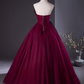 Chic Burgundy Tulle Prom Dress A-Line Evening Gown Strapless Party Dress Long Formal Dress DP6924