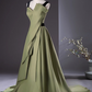 Elegant Olive Green Satin Prom Dress A-Line Evening Gown Strap Party Dress Long Formal Dress DP6926
