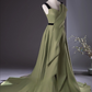 Elegant Olive Green Satin Prom Dress A-Line Evening Gown Strap Party Dress Long Formal Dress DP6926