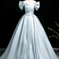 Elegant Sky Blue Satin Sweet 16 Quinceanera A-Line Off-the-shoulder Evening Dress Floor Length Ball Gown DP6928