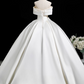 Elegant White Satin 3D Flowers Sweet 16 Quinceanera A-Line Off-the-shoulder Evening Dress Floor Length Ball Gown DP6929