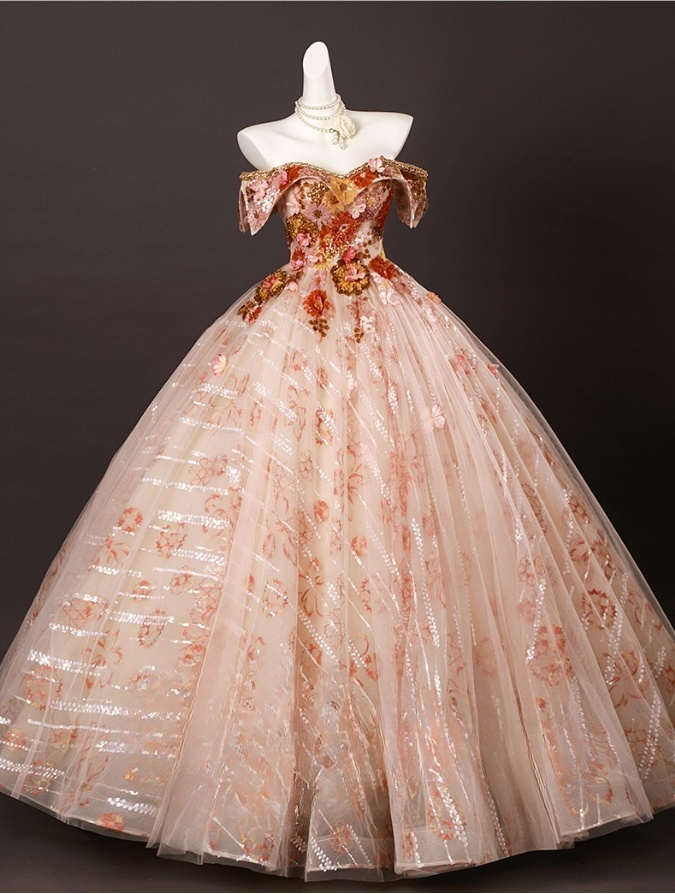 Chic Applique Sweetheart Prom Dress A-Line 3D Flowers Evening Gown Off-the-shoulder Party Dress Long Formal Dress DP6932