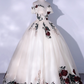 Chic Ivory Floral Applique Prom Dress A-Line Evening Gown Off-the-shoulder Party Dress Tulle Long Formal Dress DP6935
