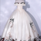 Chic Ivory Floral Applique Prom Dress A-Line Evening Gown Off-the-shoulder Party Dress Tulle Long Formal Dress DP6935